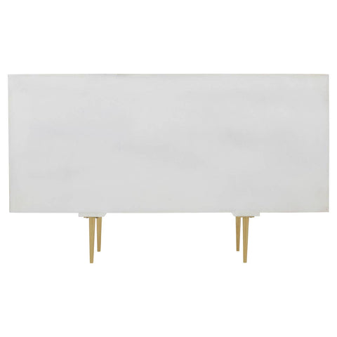 Golden Accent Mango Wood Sideboard with Unique Door Design