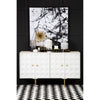 Golden Accent Mango Wood Sideboard with Unique Door Design