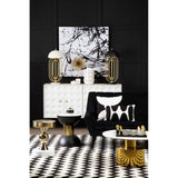 Golden Accent Mango Wood Sideboard with Unique Door Design