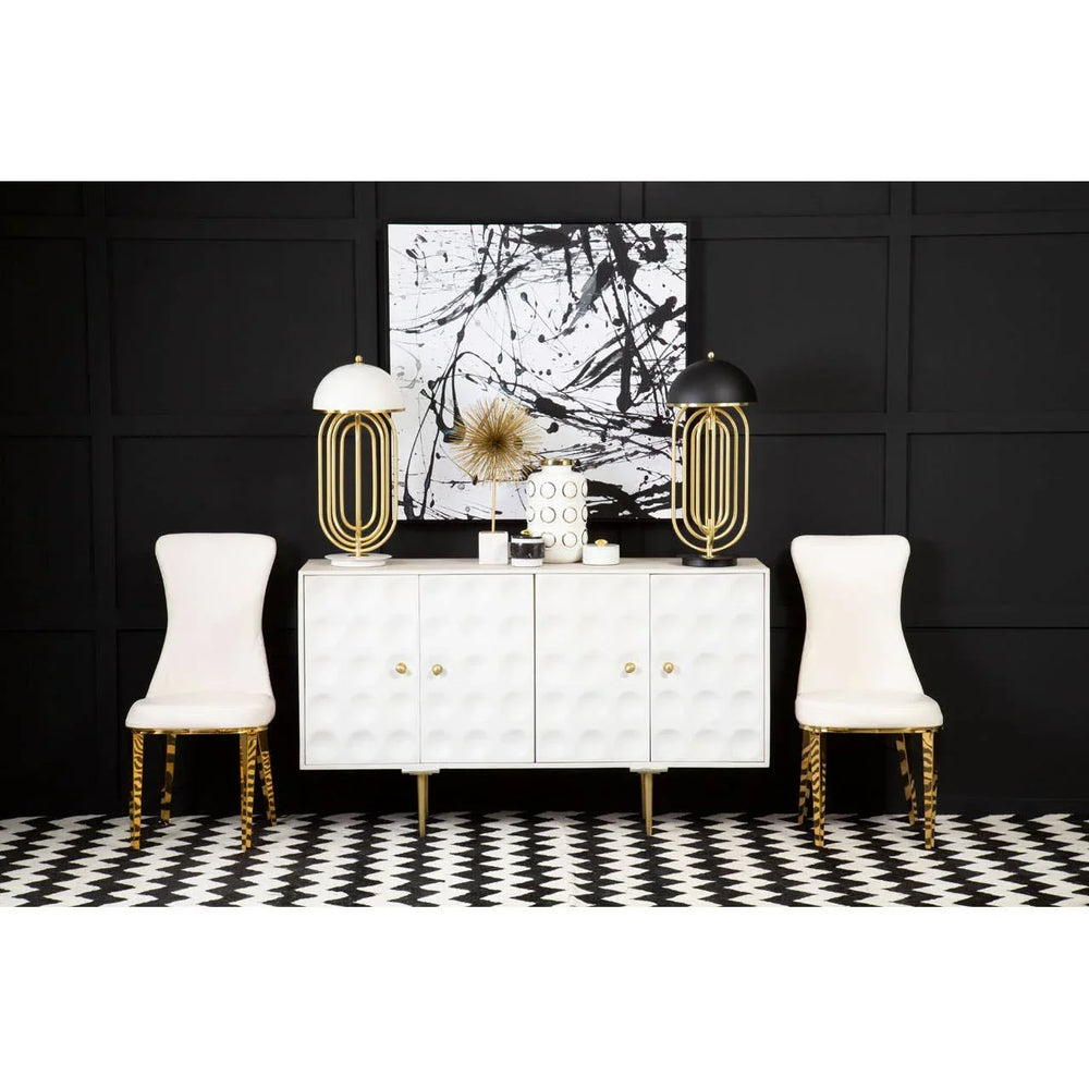 Golden Accent Mango Wood Sideboard with Unique Door Design