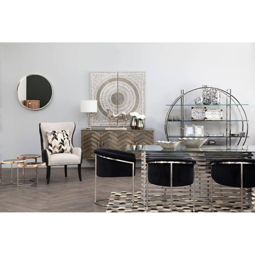 Boho Mango Wood Chevron Sideboard - Nickel Plated Legs