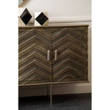 Boho Mango Wood Chevron Sideboard - Nickel Plated Legs