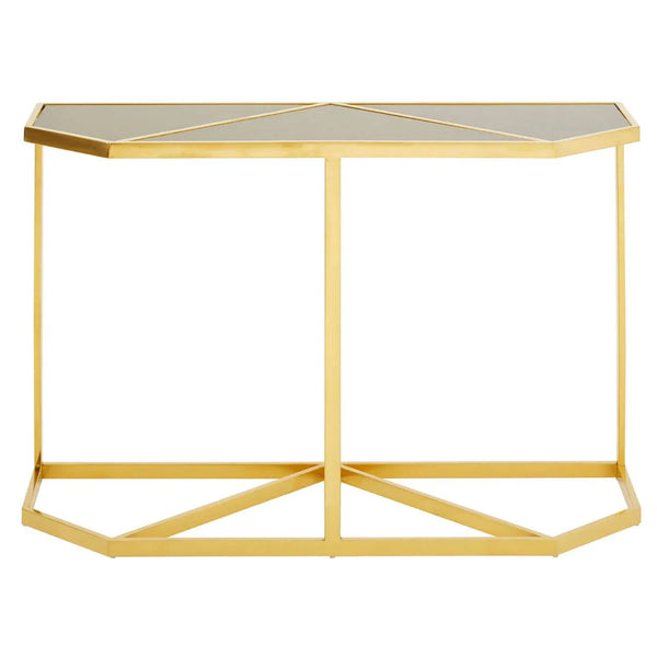 Golden Noir Glass Console Table
