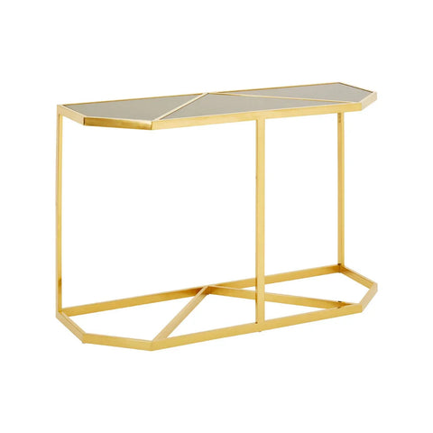 Golden Noir Glass Console Table