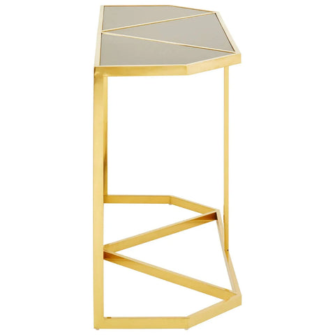 Golden Noir Glass Console Table