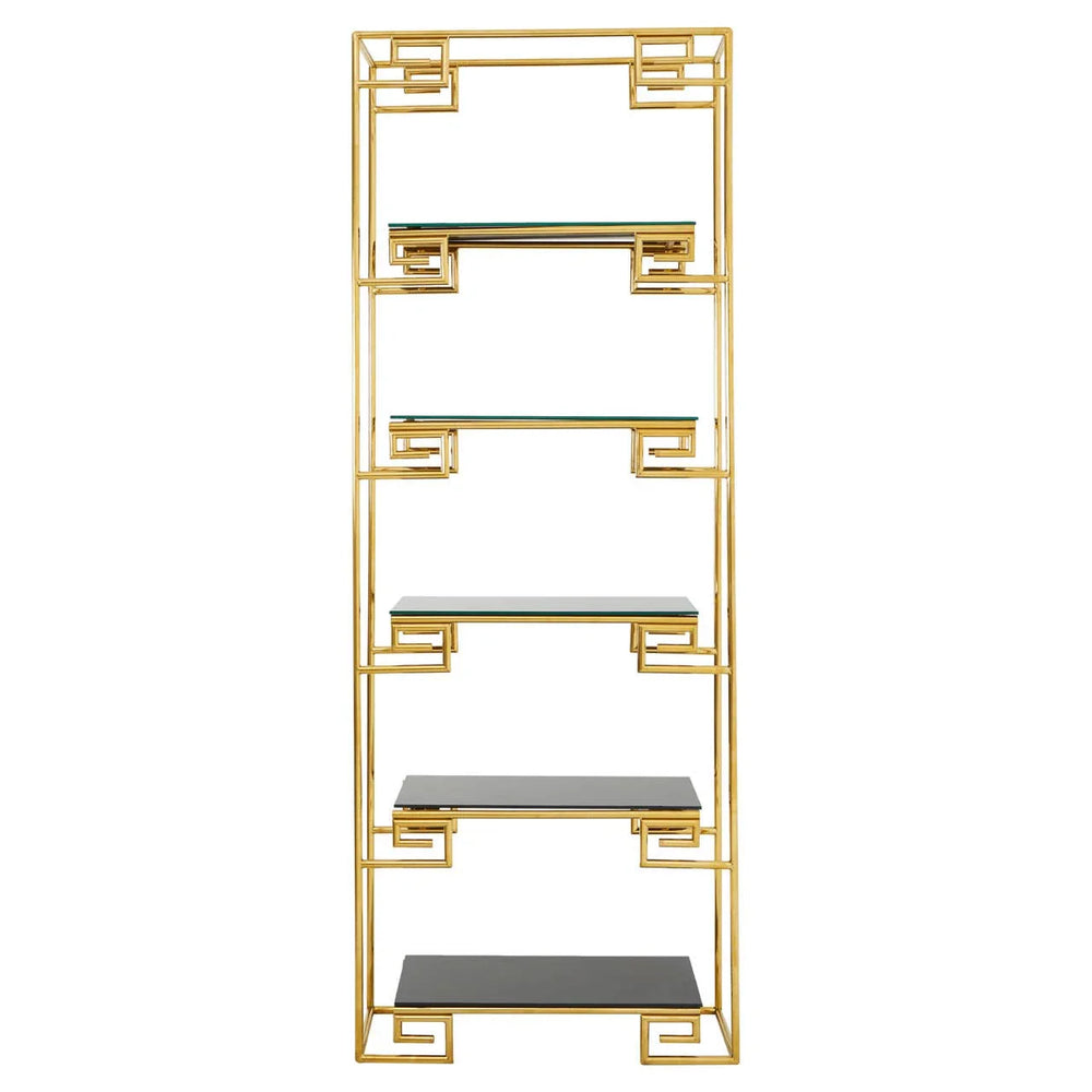 Luxe Gold Glass Bookshelf