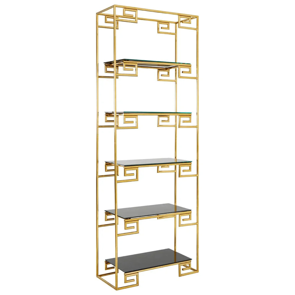 Luxe Gold Glass Bookshelf