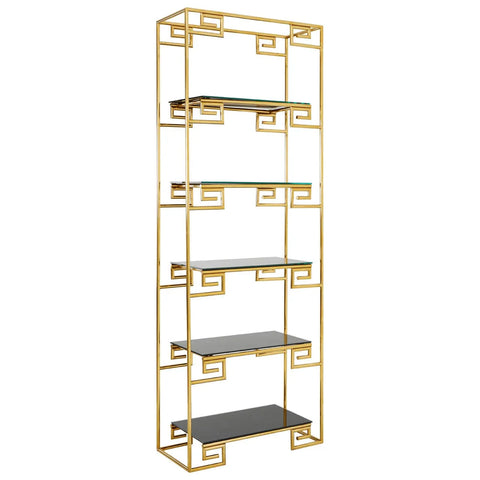 Luxe Gold Glass Bookshelf