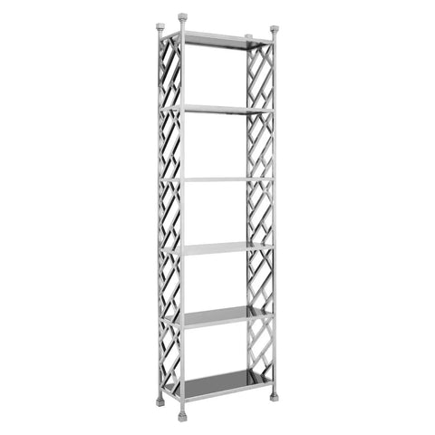 Silver Lattice Glass Bookshelf
