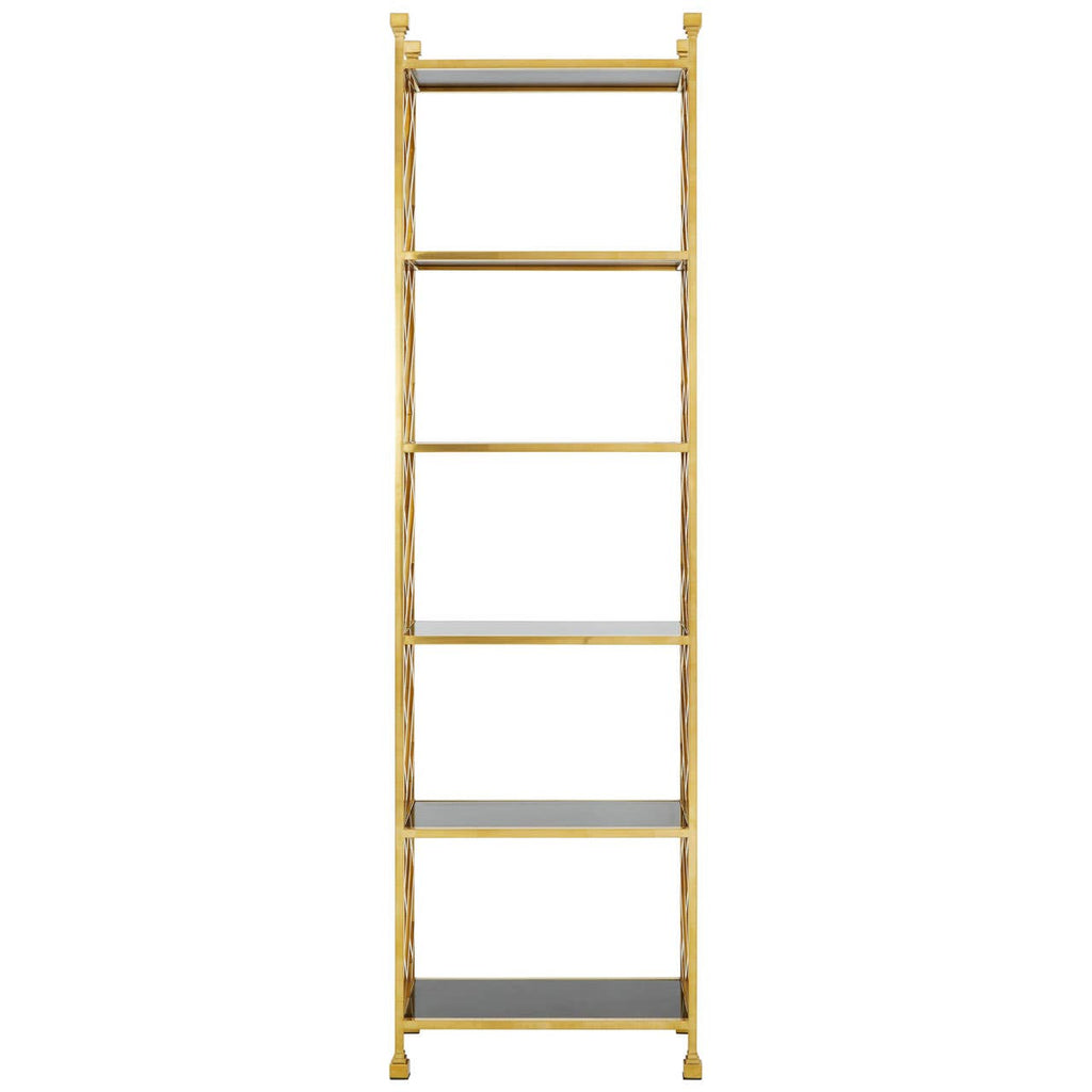 Golden Lattice Glass Bookshelf