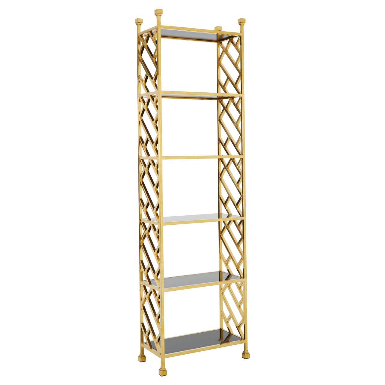 Golden Lattice Glass Bookshelf