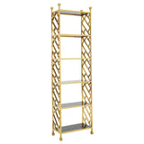 Golden Lattice Glass Bookshelf
