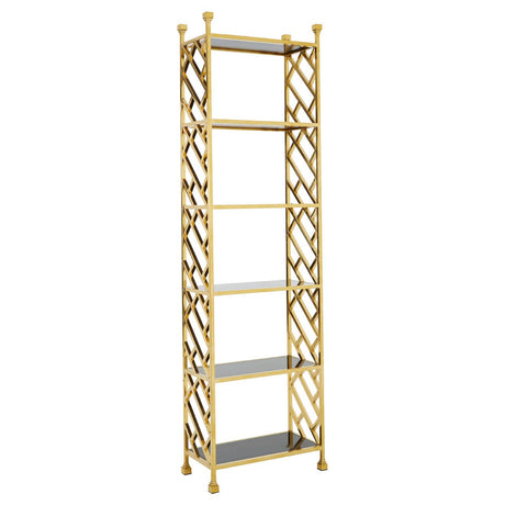Golden Lattice Glass Bookshelf
