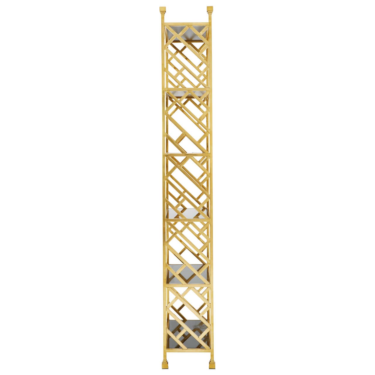 Golden Lattice Glass Bookshelf