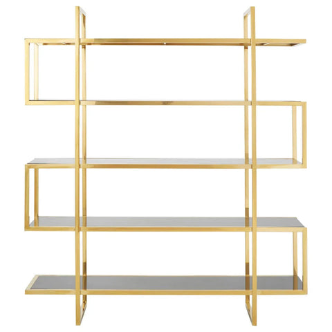Luxe Gold Glass Bookshelf