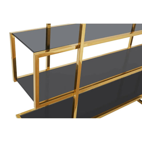 Luxe Gold Glass Bookshelf