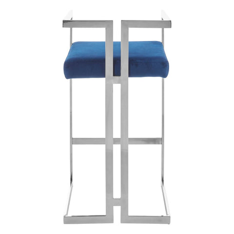 Luxe Blue Velvet Bar Stool