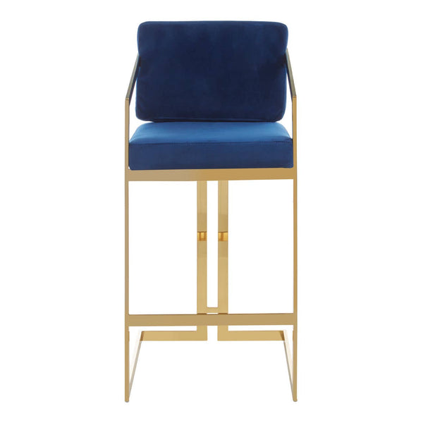 Luxe Blue Velvet Bar Stool