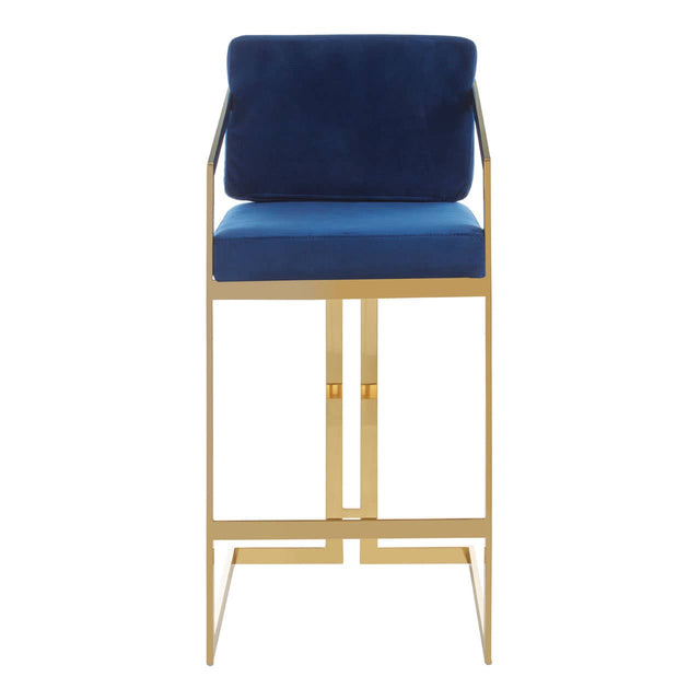 Luxe Blue Velvet Bar Stool