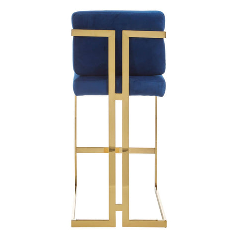 Luxe Blue Velvet Bar Stool