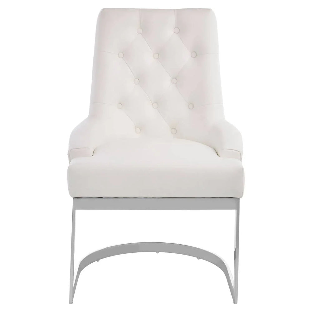 Azalea Tufted Ivory Faux Leather Dining Chair