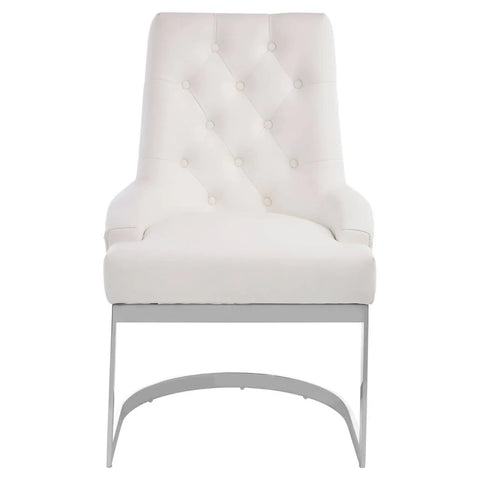 Azalea Tufted Ivory Faux Leather Dining Chair