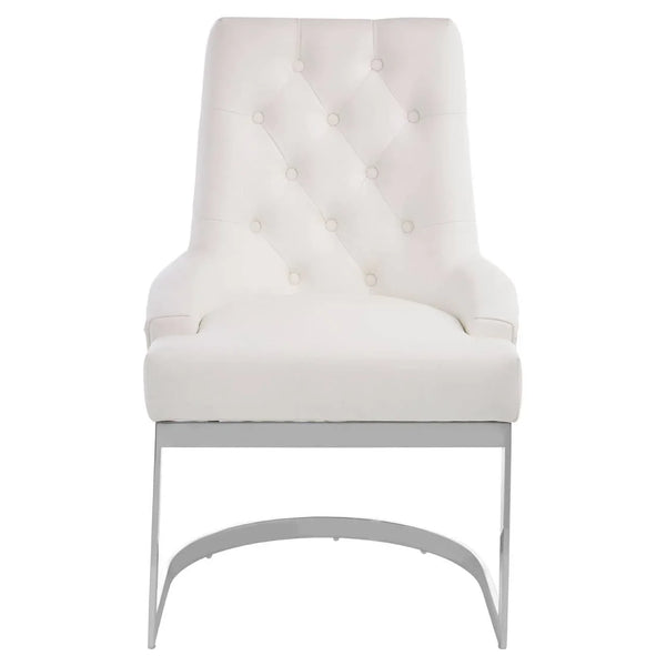 Azalea Tufted Ivory Faux Leather Dining Chair
