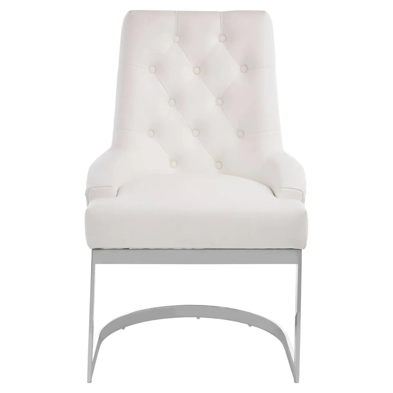 Azalea Tufted Ivory Faux Leather Dining Chair