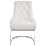 Azalea Tufted Ivory Faux Leather Dining Chair