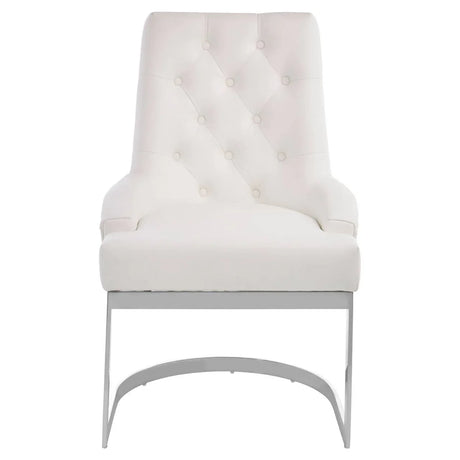 Azalea Tufted Ivory Faux Leather Dining Chair