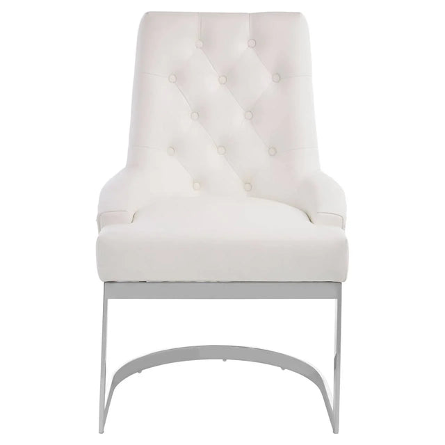 Azalea Tufted Ivory Faux Leather Dining Chair