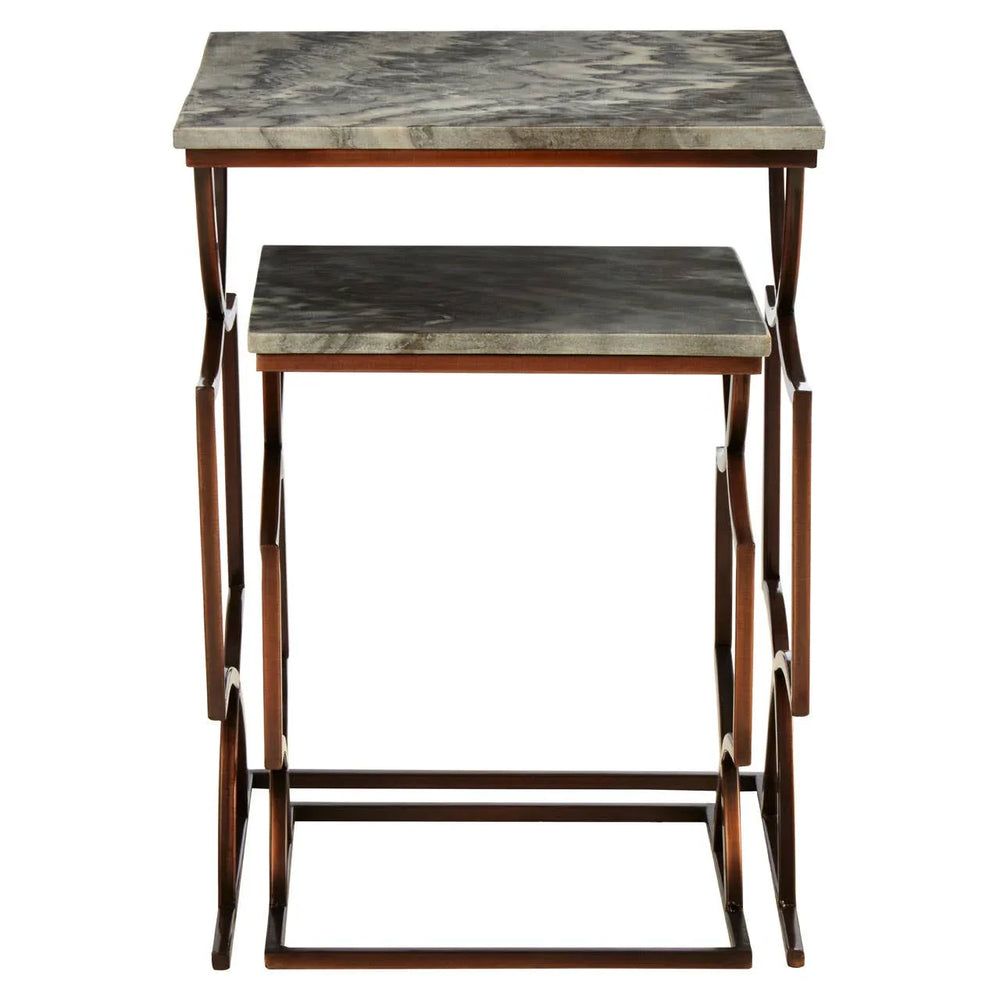 Bronze Marble Side Table Set
