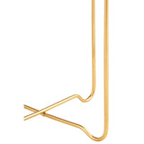 Round top side table with a sleek black finish, featuring a minimalist design and a sturdy gold metal base that has a unique, modern shape. The table's legs are elegantly curved, providing stability while adding a stylish touch to any room