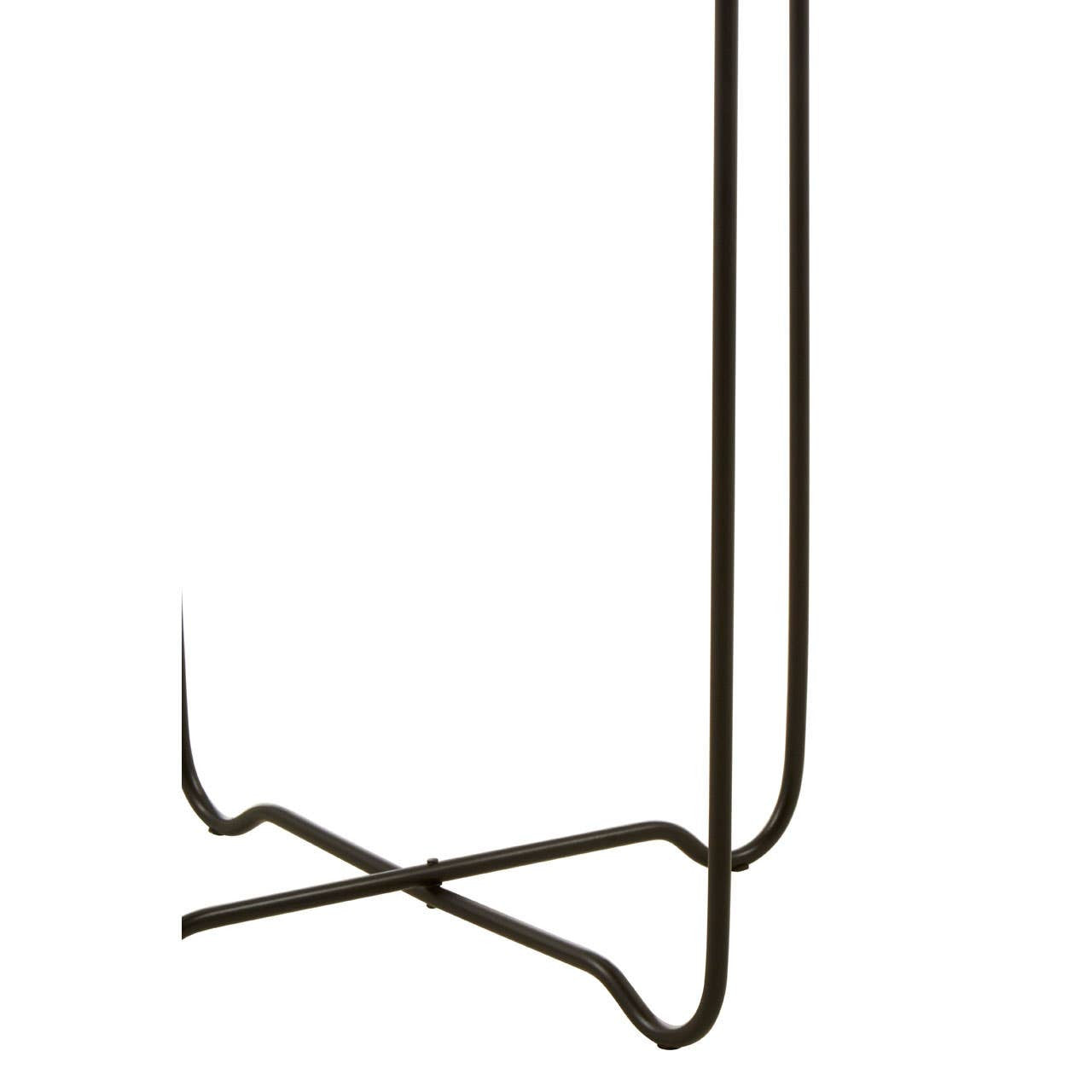 Round top side table with a gold finish, featuring a sleek, minimalist design and a sturdy black metal base that provides stability. The table's circular top contrasts with the angular lines of the base, creating a modern aesthetic suitable for various home decor styles
