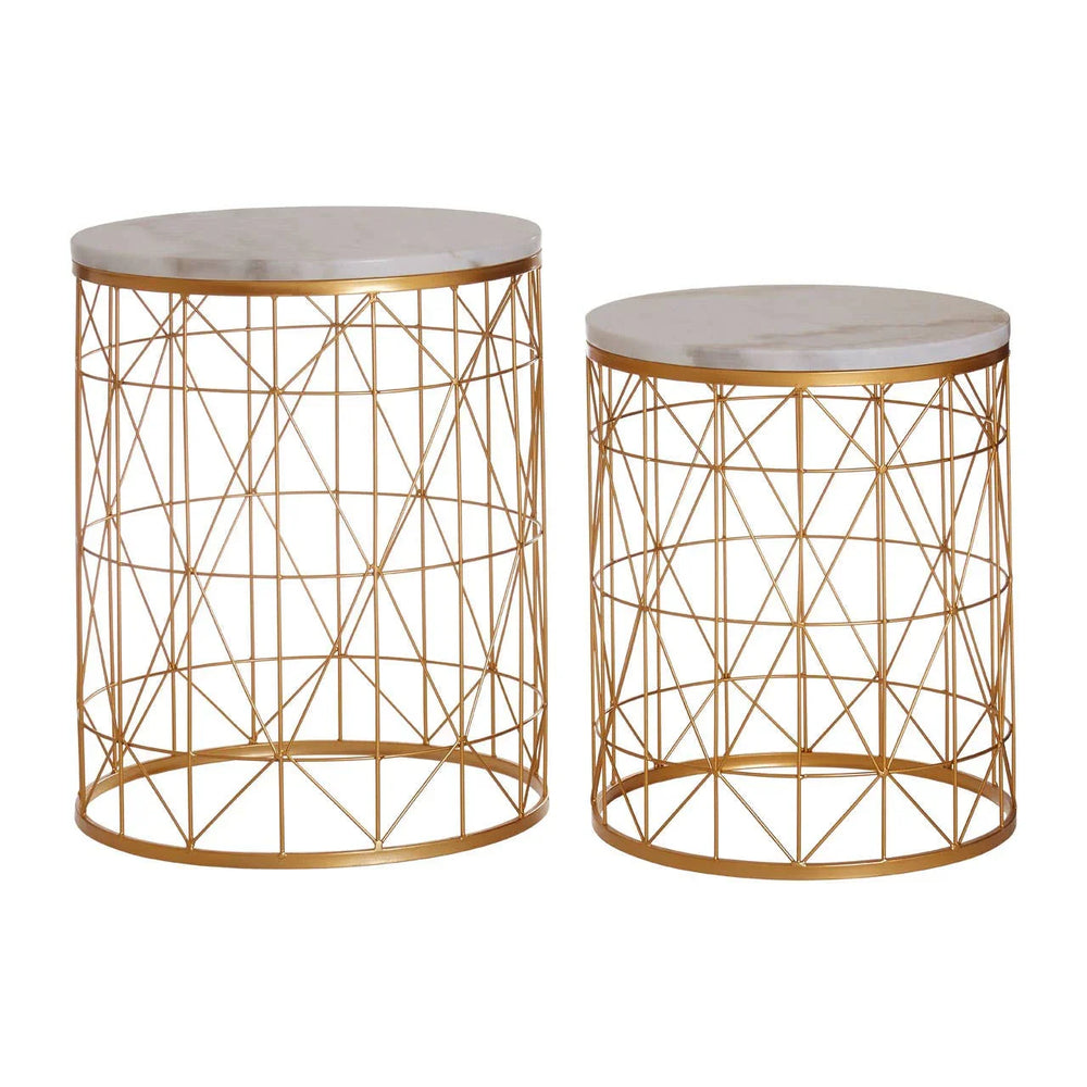 Golden Geometric Side Table Set