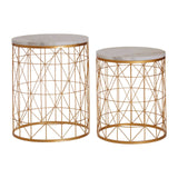 Golden Geometric Marble Tables