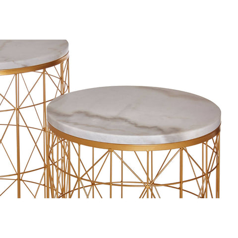 Golden Geometric Side Table Set