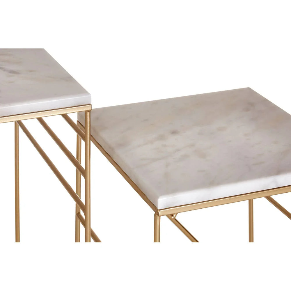 Marble Square Side Tables Set