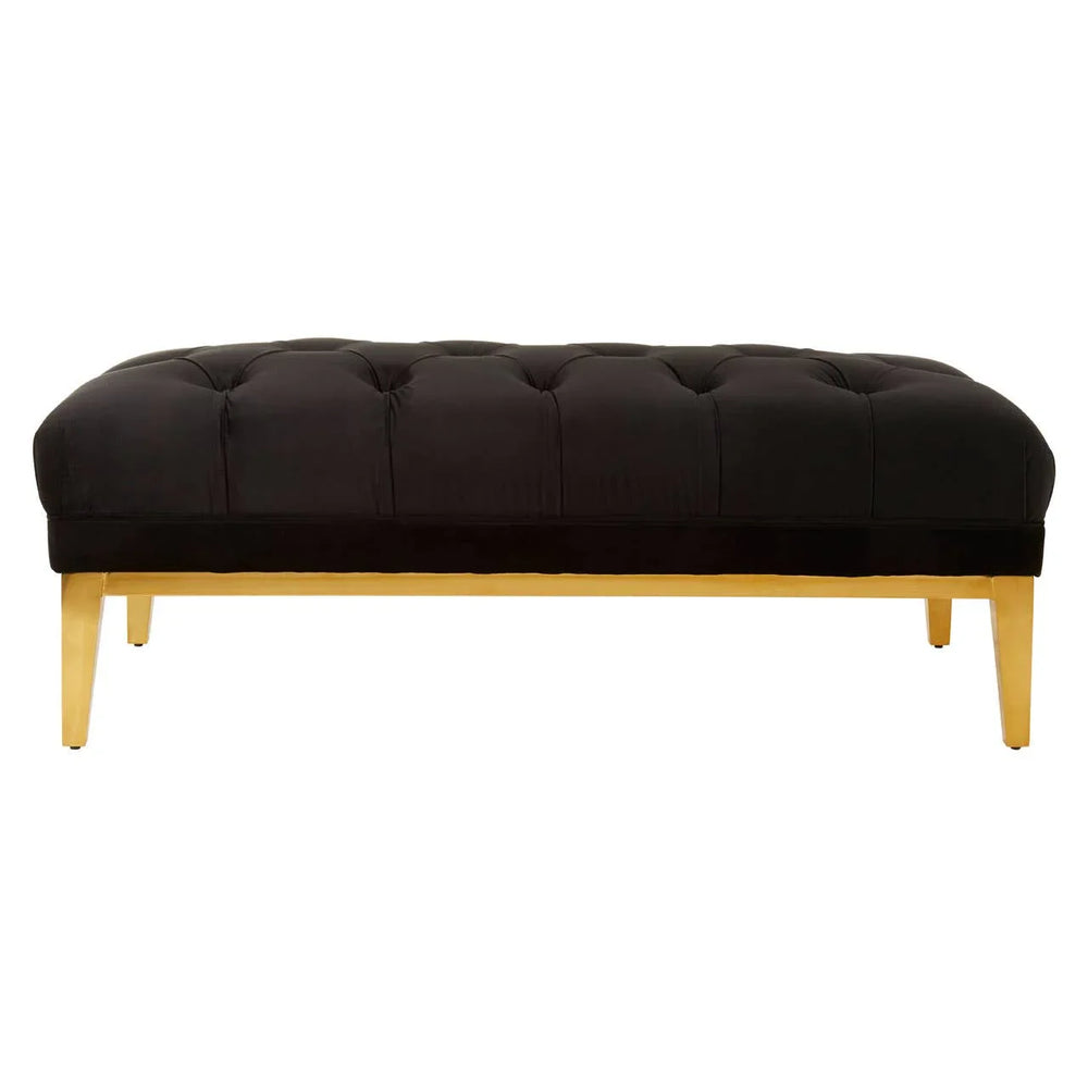 Luxe Black Velvet Ottoman