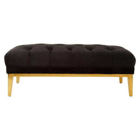 Luxe Black Velvet Ottoman