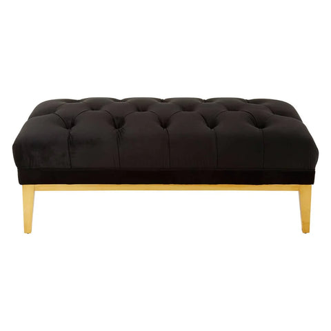 Luxe Black Velvet Ottoman