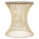 Hourglass Metal Wood Side Table