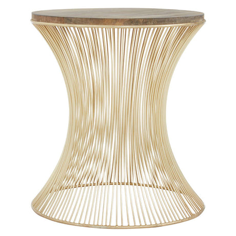 Hourglass Metal Wood Side Table