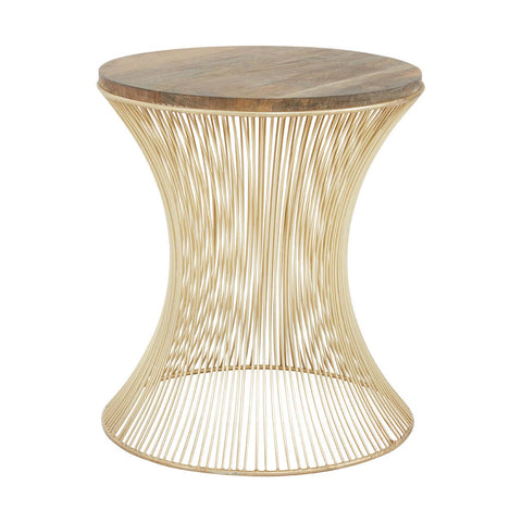 Hourglass Metal Wood Side Table