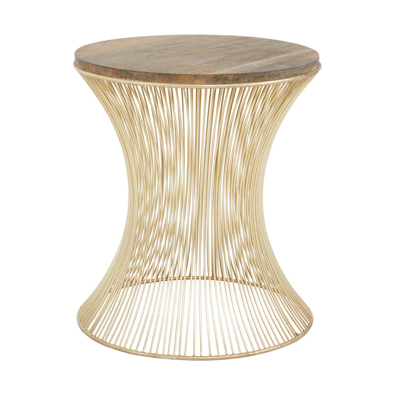 Hourglass Metal Wood Side Table