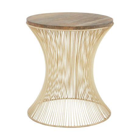 Hourglass Metal Wood Side Table