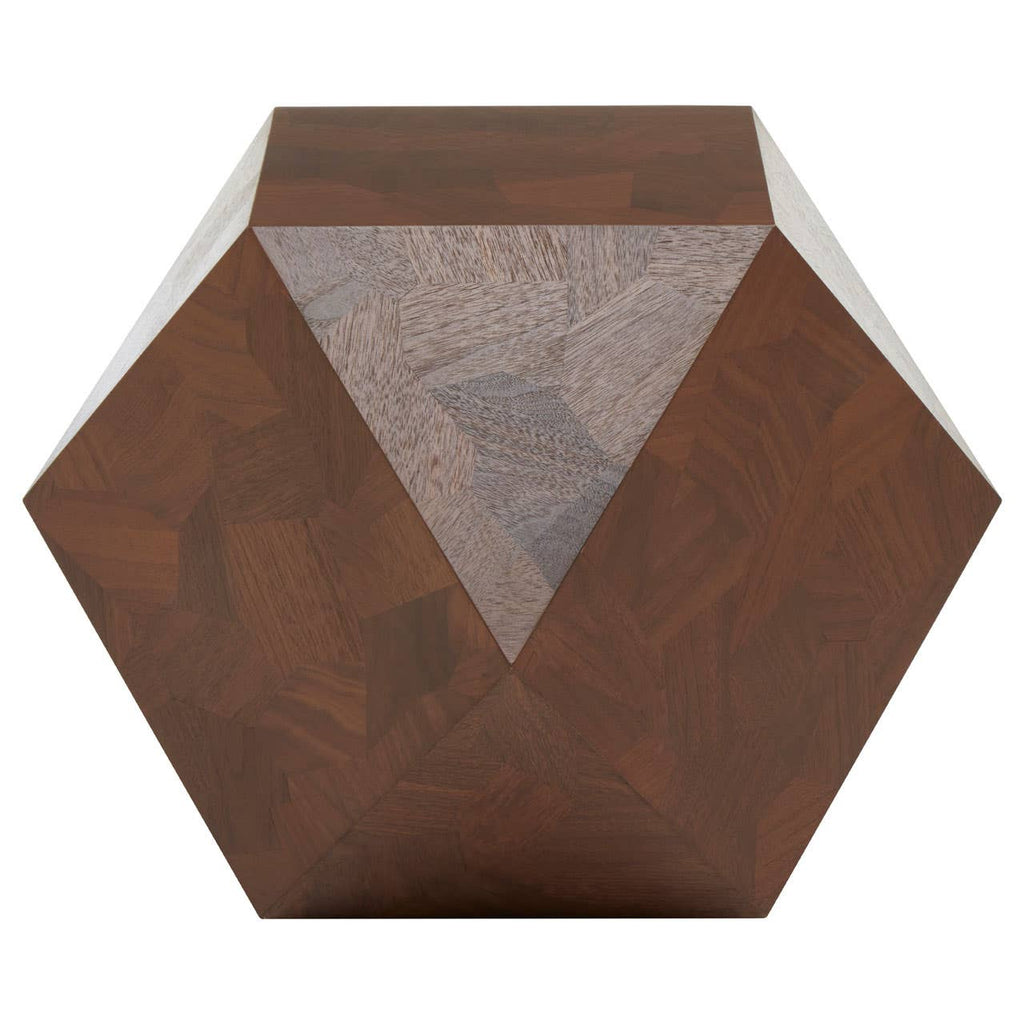Walnut Geometric Side Table