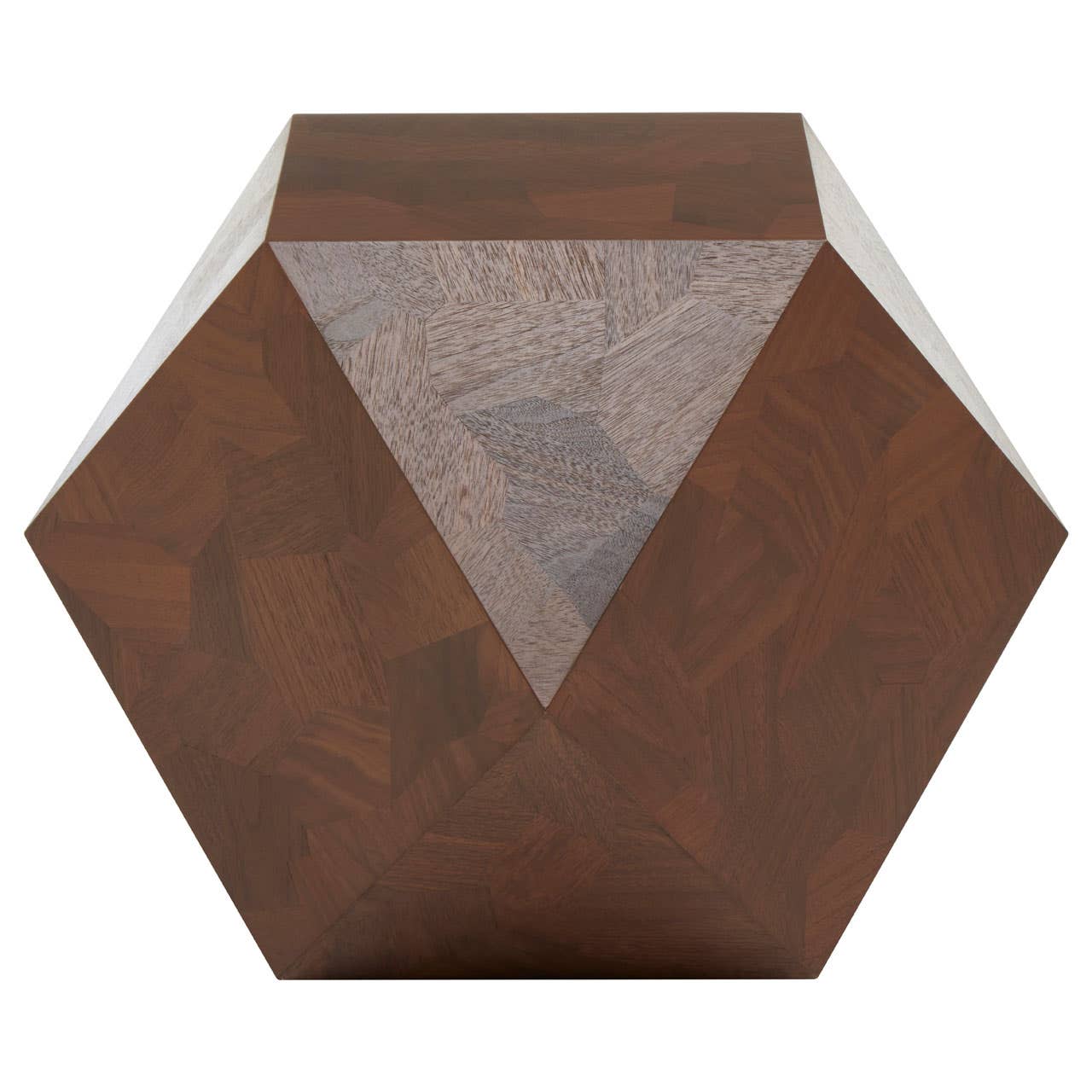 Walnut Geometric Side Table