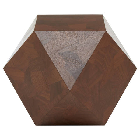 Walnut Geometric Side Table