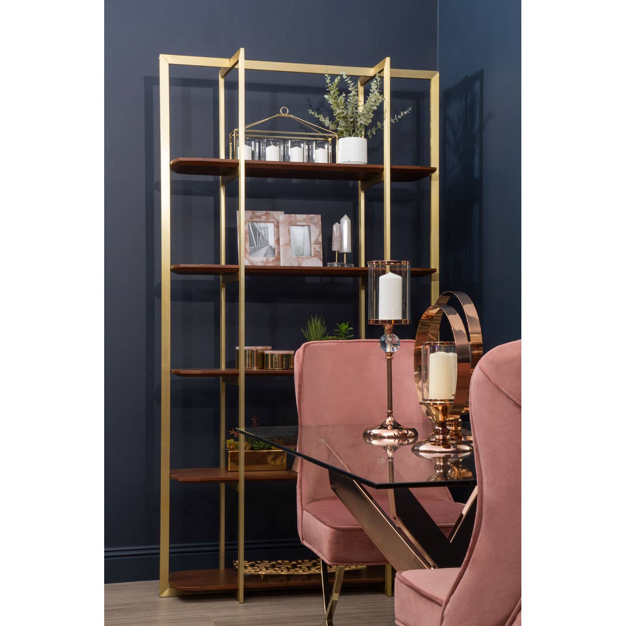 Gold Frame Walnut Shelf